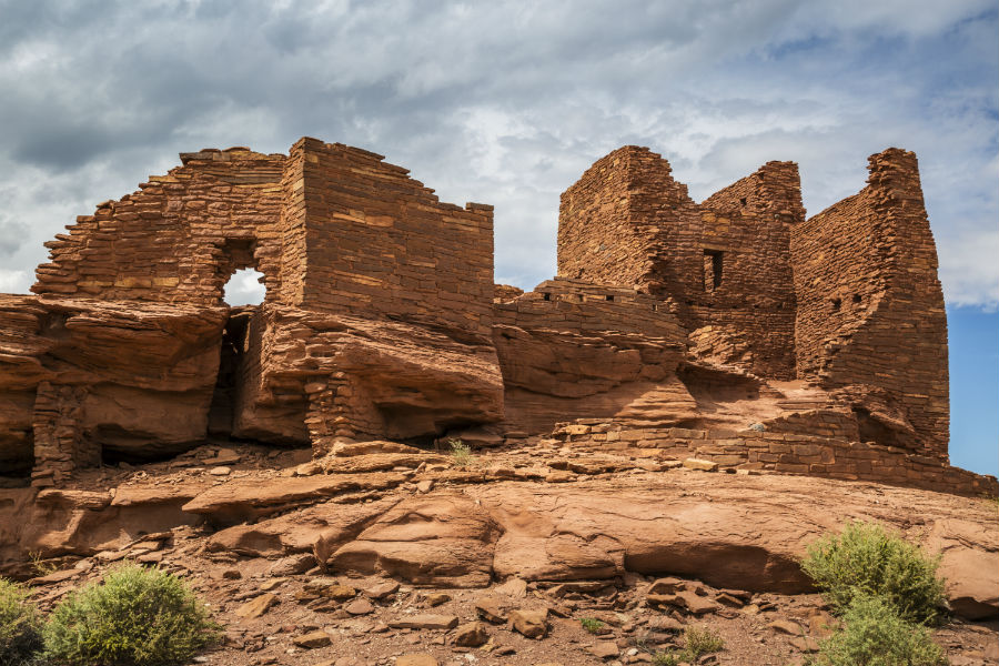 An old ruined building in the stony desert